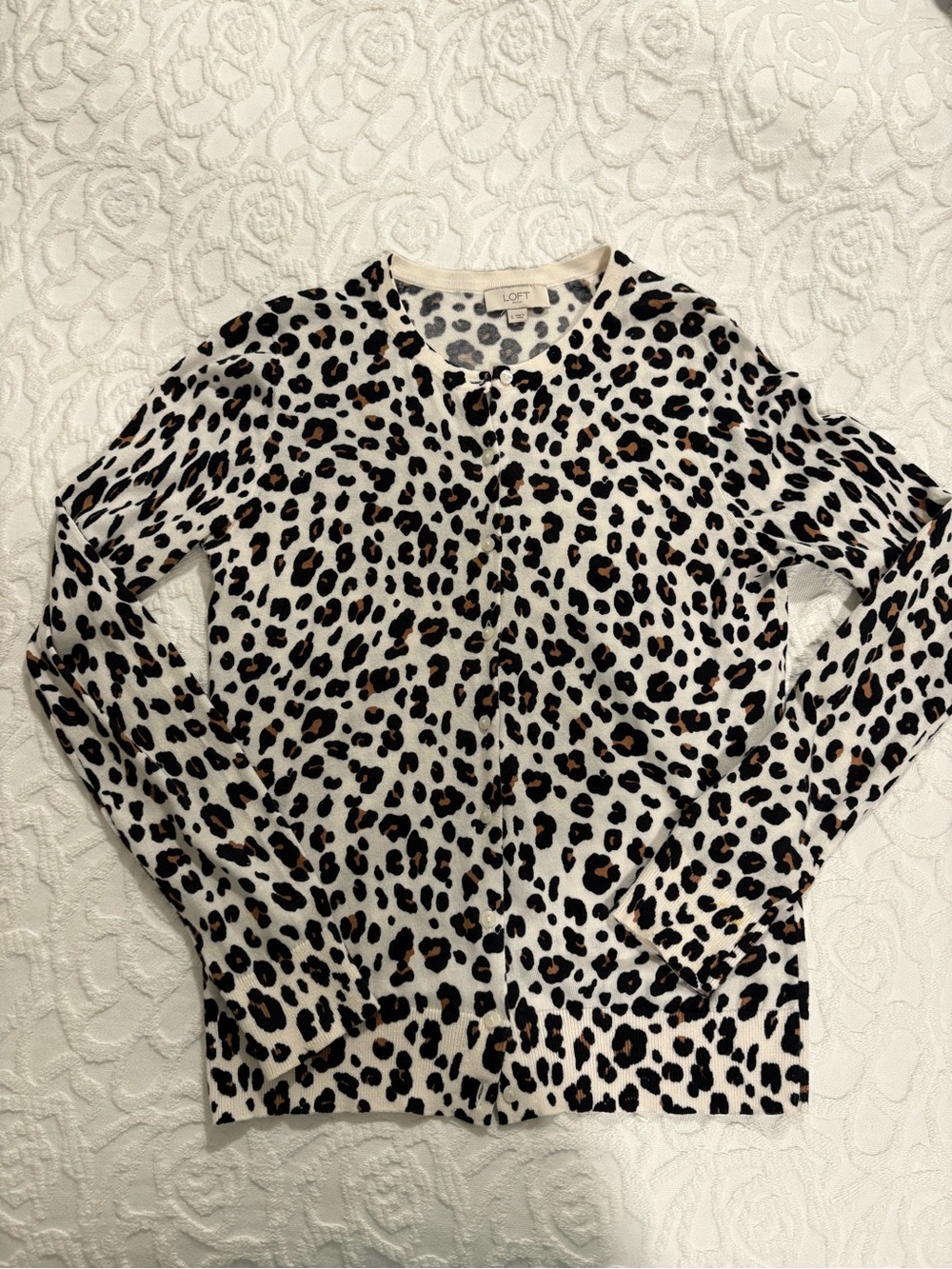 Loft 100% Cotton Cheetah Cardigan
